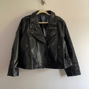 Faux Snakeskin Moto Jacket